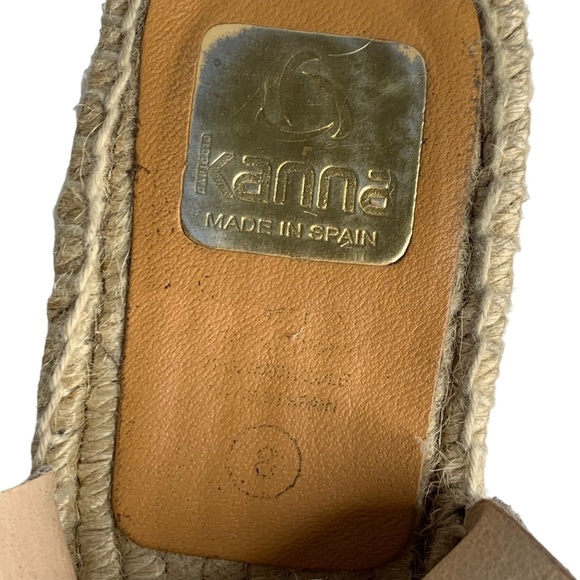 KANNA Women's Sz 39 / 8 Beige Brown Suede Ankle Strap Wedge Espadrille Sandals - Picture 12 of 15